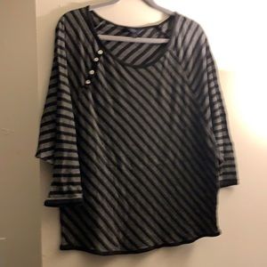 Pre-Owned Tresics Black and Grey Striped Top, M